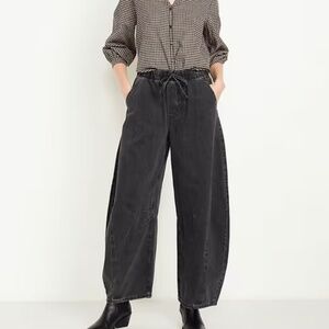 Old Navy High Waisted Drawstring Barrel Jeans NWT